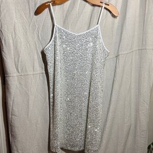 Art Class Glittering Silver Formal Dress